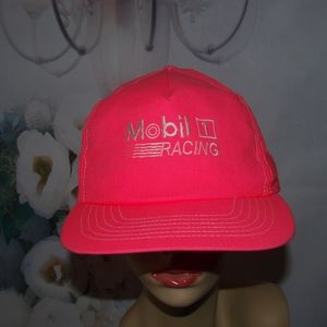 Mobil 1 Oil Hat NASCAR Racing Hat Baseball Cap Pink Embroidered Vintage Hat